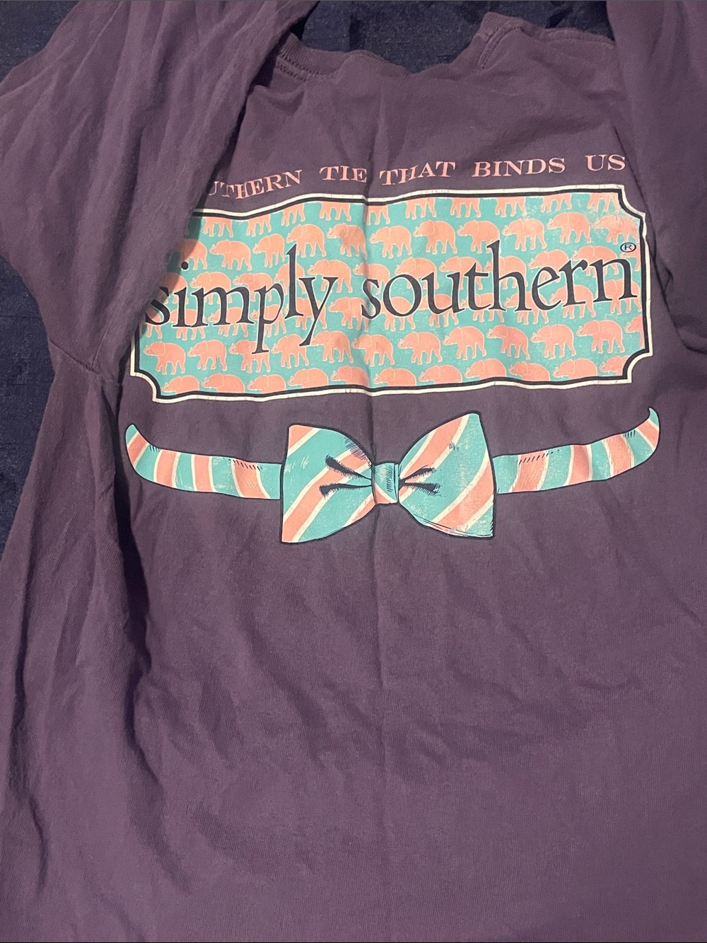 Women’s size small Simply Southern Long Sleeve Tee in Plum with Coral Logo